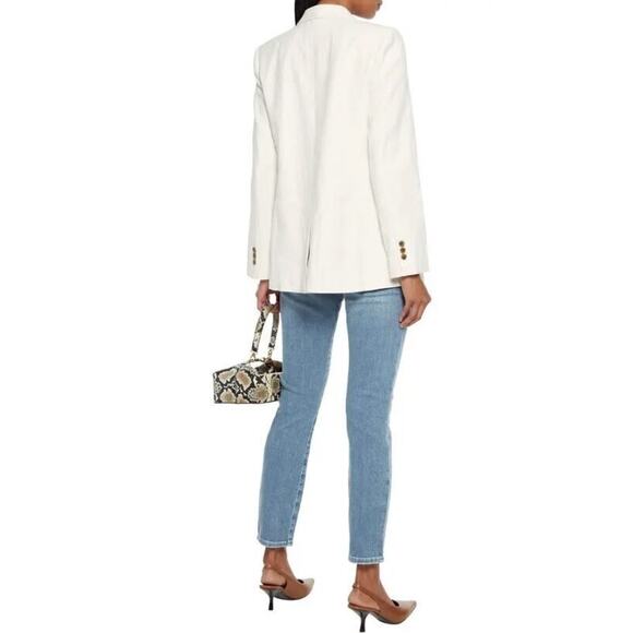 Frame Boyfriend Textured Cotton Blend Blazer in Off White Small MSRP $589 - Picture 3 of 7